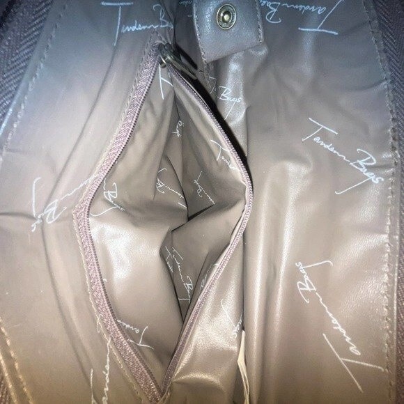 Tandem of California Vintage Tan-Sacs Grey Leather Purse Shoulder Bag - Picture 10 of 11